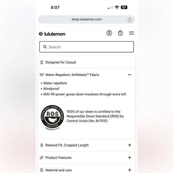 Lululemon Black Wunder Puff Cropped Vest Sz 12 - Picture 13 of 14